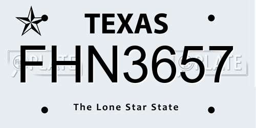 FHN3657 Texas License Plate