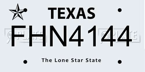 FHN4144 Texas License Plate