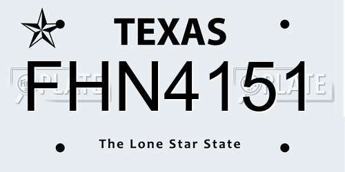 FHN4151 Texas License Plate