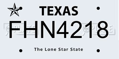 FHN4218 Texas License Plate