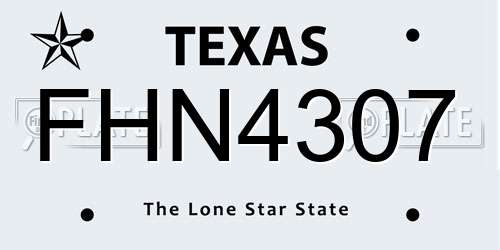 FHN4307 Texas License Plate