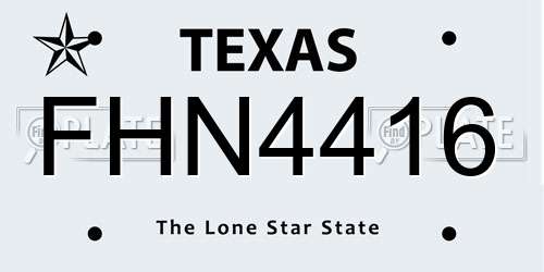 FHN4416 Texas License Plate