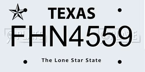 FHN4559 Texas License Plate