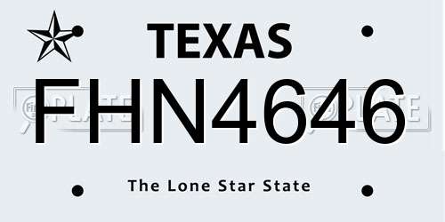 FHN4646 Texas License Plate