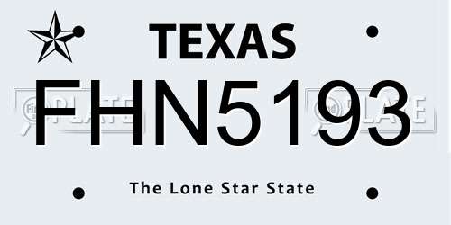 FHN5193 Texas License Plate