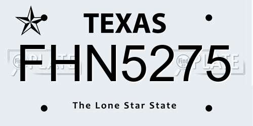 FHN5275 Texas License Plate