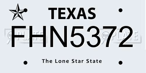 FHN5372 Texas License Plate