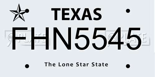 FHN5545 Texas License Plate