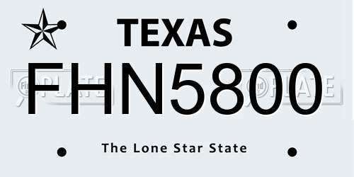 FHN5800 Texas License Plate