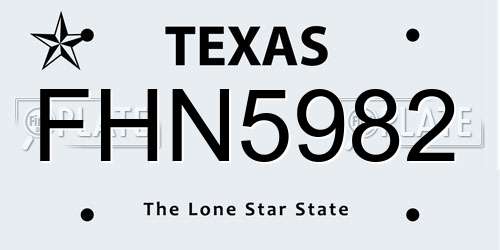 FHN5982 Texas License Plate