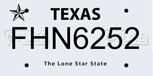 FHN6252 Texas License Plate