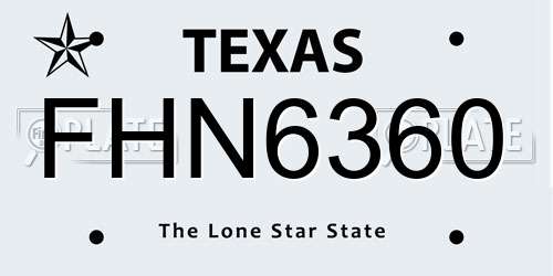 FHN6360 Texas License Plate
