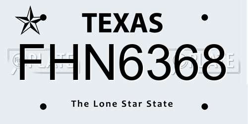 FHN6368 Texas License Plate
