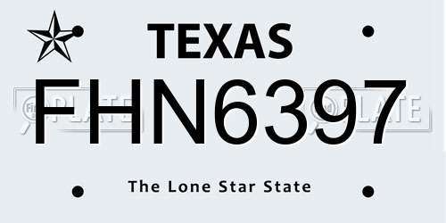 FHN6397 Texas License Plate