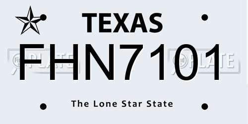 FHN7101 Texas License Plate