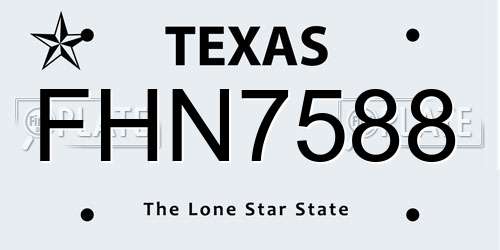 FHN7588 Texas License Plate