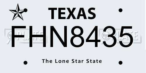 FHN8435 Texas License Plate