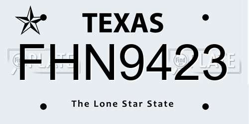 FHN9423 Texas License Plate