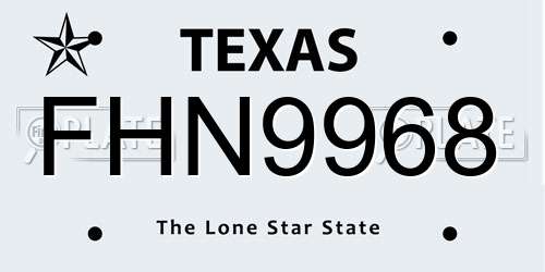 FHN9968 Texas License Plate