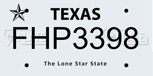 FHP3398 Texas License Plate