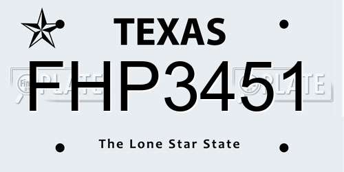 FHP3451 Texas License Plate
