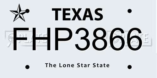 FHP3866 Texas License Plate