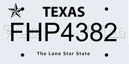 FHP4382 Texas License Plate