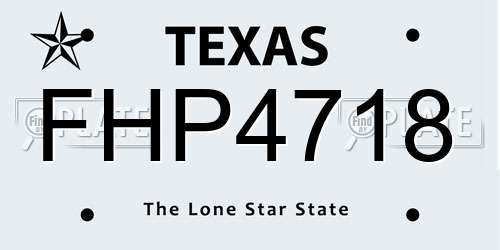 FHP4718 Texas License Plate