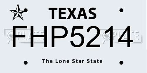FHP5214 Texas License Plate