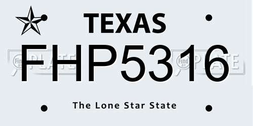 FHP5316 Texas License Plate