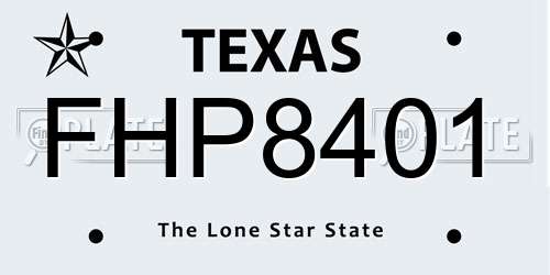 FHP8401 Texas License Plate