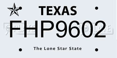 FHP9602 Texas License Plate