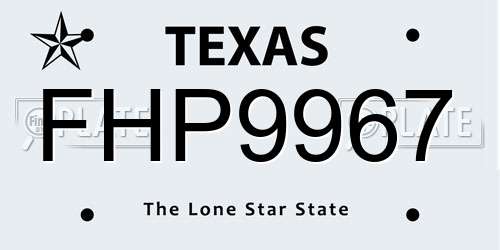 FHP9967 Texas License Plate