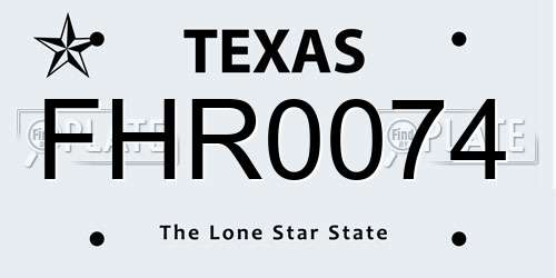 FHR0074 Texas License Plate