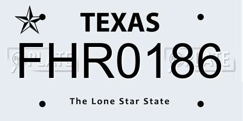 FHR0186 Texas License Plate