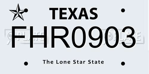 FHR0903 Texas License Plate