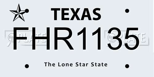 FHR1135 Texas License Plate