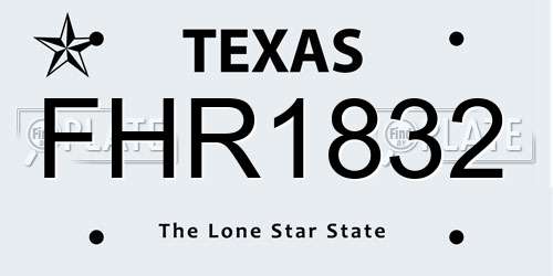 FHR1832 Texas License Plate