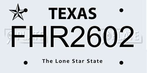 FHR2602 Texas License Plate