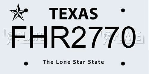 FHR2770 Texas License Plate