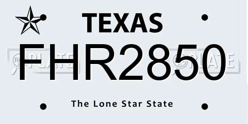 FHR2850 Texas License Plate