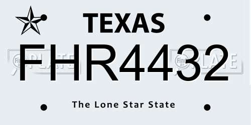 FHR4432 Texas License Plate