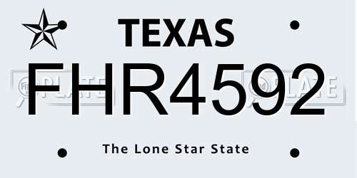 FHR4592 Texas License Plate