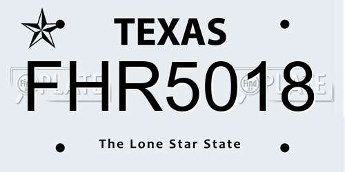 FHR5018 Texas License Plate