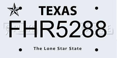 FHR5288 Texas License Plate