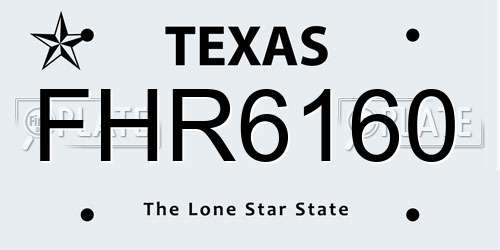 FHR6160 Texas License Plate