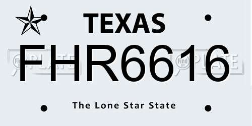 FHR6616 Texas License Plate