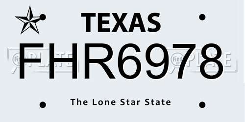 FHR6978 Texas License Plate