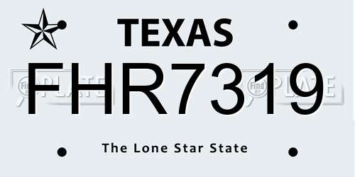FHR7319 Texas License Plate