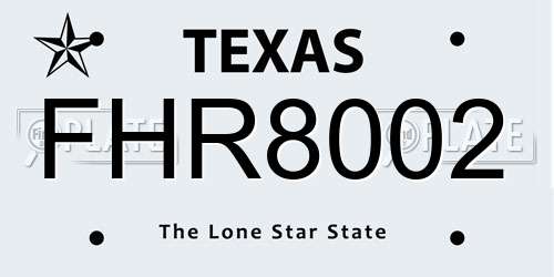 FHR8002 Texas License Plate